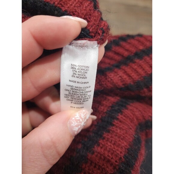 Express Sweater Womens Large Acrylic Mohair Wool Blend Pullover Marron Black - Picture 5 of 6